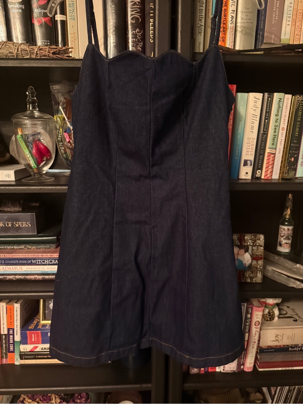 SHEIN Dark Blue Denim Strapless Mini Romper